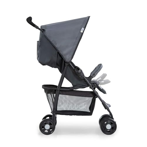 Leichter Reisebuggy mit Liegefunktion, zusammenklappbar, bis 15 kg, mit Einkaufskorb – Grau