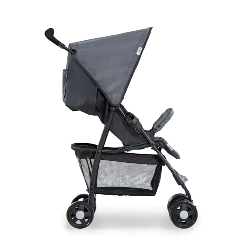 Leichter Reisebuggy mit Liegefunktion, zusammenklappbar, bis 15 kg, mit Einkaufskorb – Grau